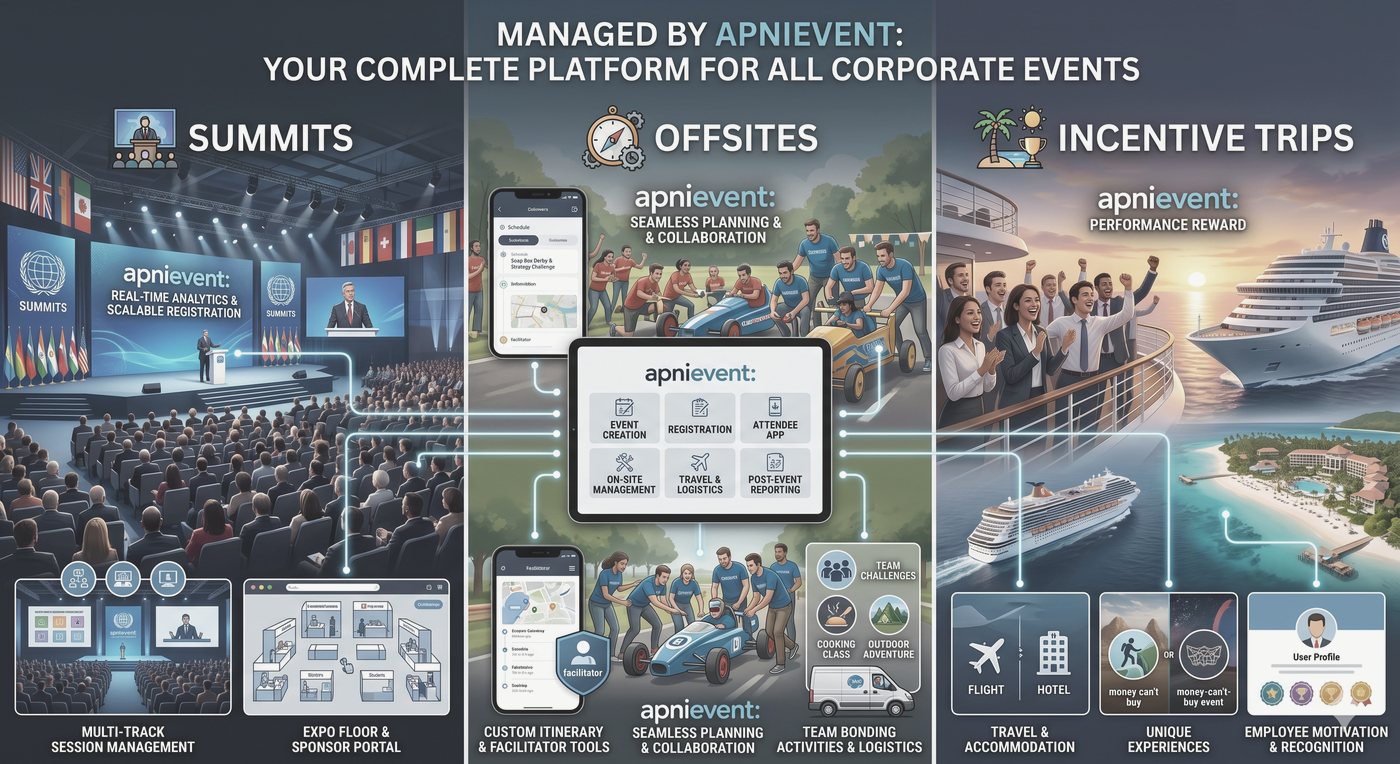 Apni Event for corporate events: summits, offsites and incentive trips
